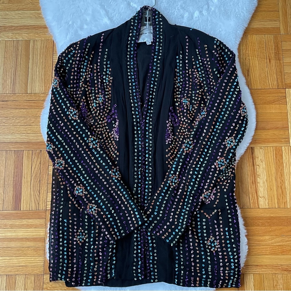Antik Batik Open Sequence Texture Black Blazer Ja… - image 7